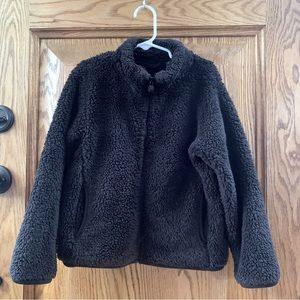 Uniqlo Fluffy Yarn Fleece Zip-Up - Kids - Size 5-6 -Black